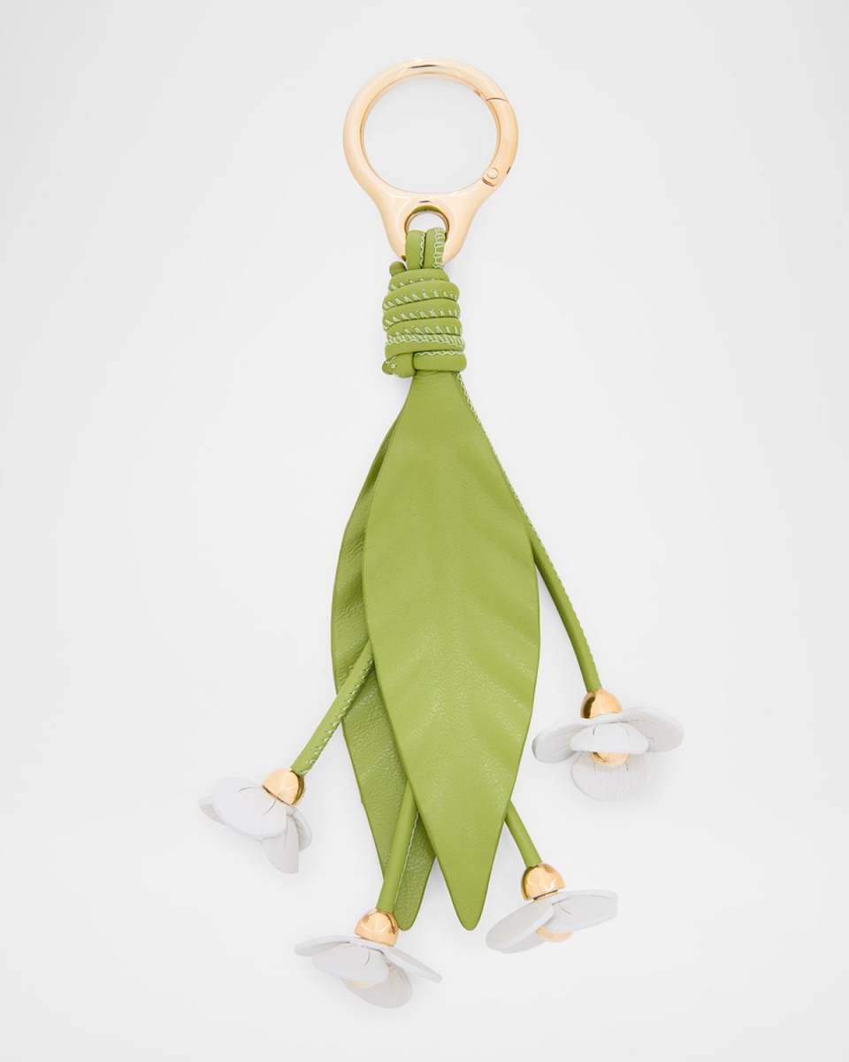 Strawberry Flower Bag Charm in Calfskin Leather